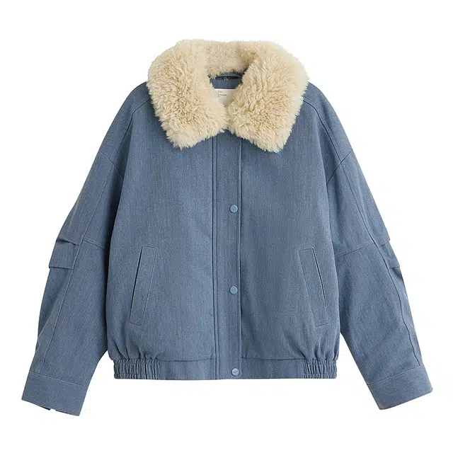 茵曼 水洗短款简约通勤毛领羽绒服 女款