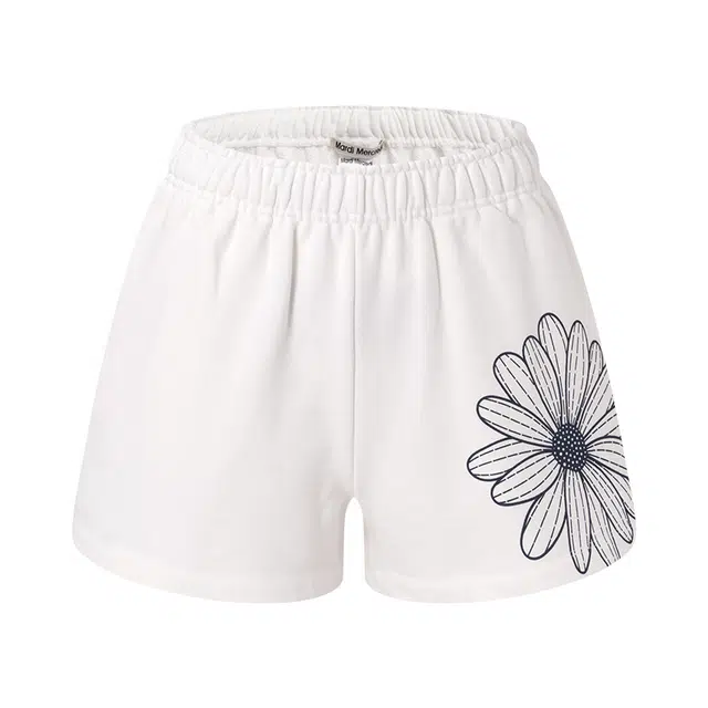 MARDI MERCREDI SS25 SWEAT SHORTS FLOWER_WHITE NAVY