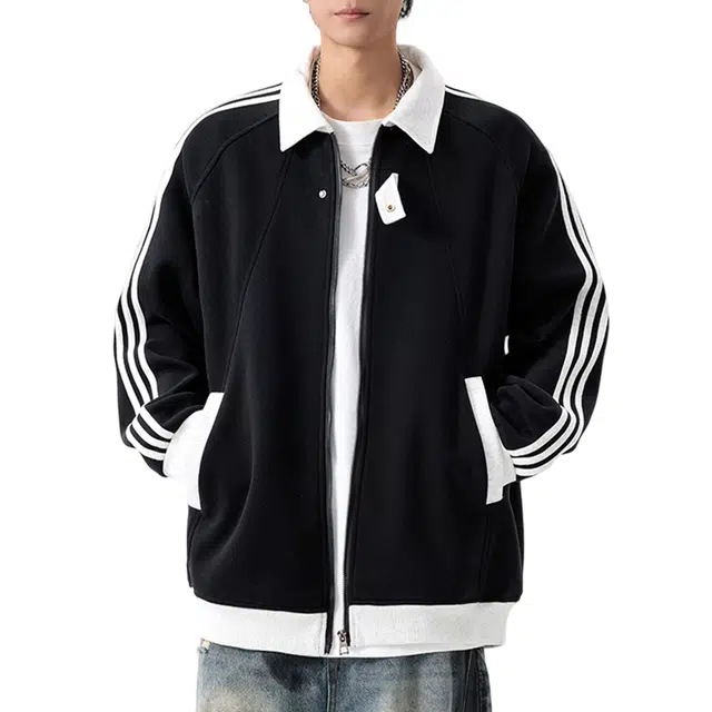 冈哉 翻领美式学院风复古慵懒休闲宽松舒适通勤百搭卫衣 男女同款