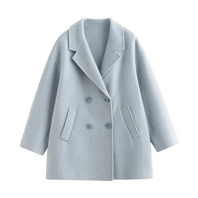 茵曼 羊驼毛蚕丝双面呢宽松中长款外套厚实质感保暖气质宝藏显瘦平价毛呢时尚氛围大衣 女款