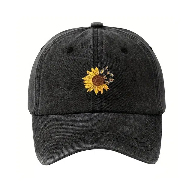 【出勤神器】 浪莎 韩系向日葵花卉印花复古做旧户外百搭 棉 鸭舌帽 男女同款情侣款