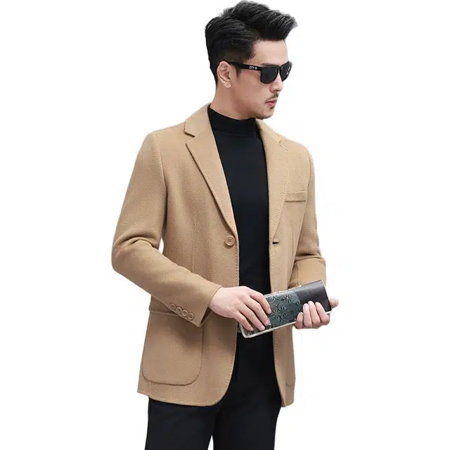 比利斯山羊 纯色西装领舒适百搭长袖大衣 男女同款