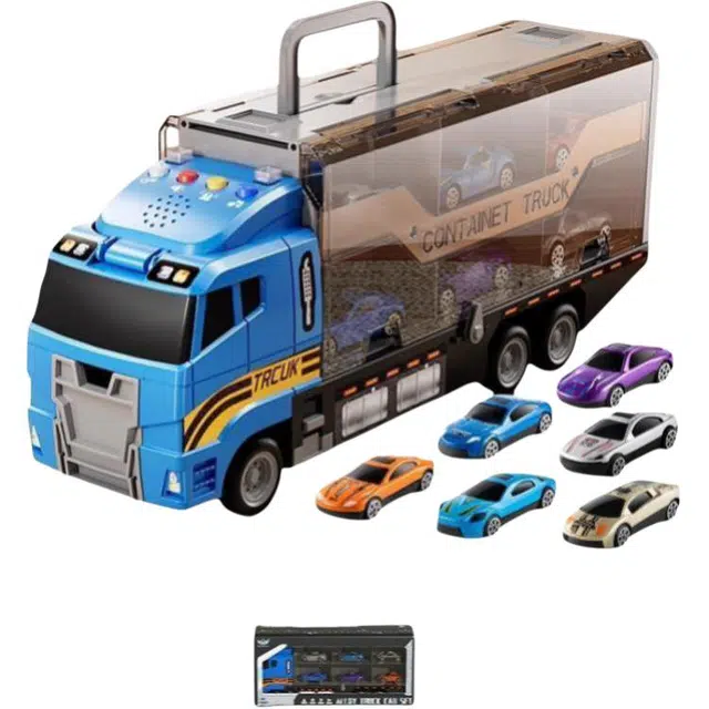 贝贝家 合金消防货柜车玩具 城市工程车 可开合收纳设计 云梯升降工程车 耐摔抗压 顺滑推行 汽车模型·