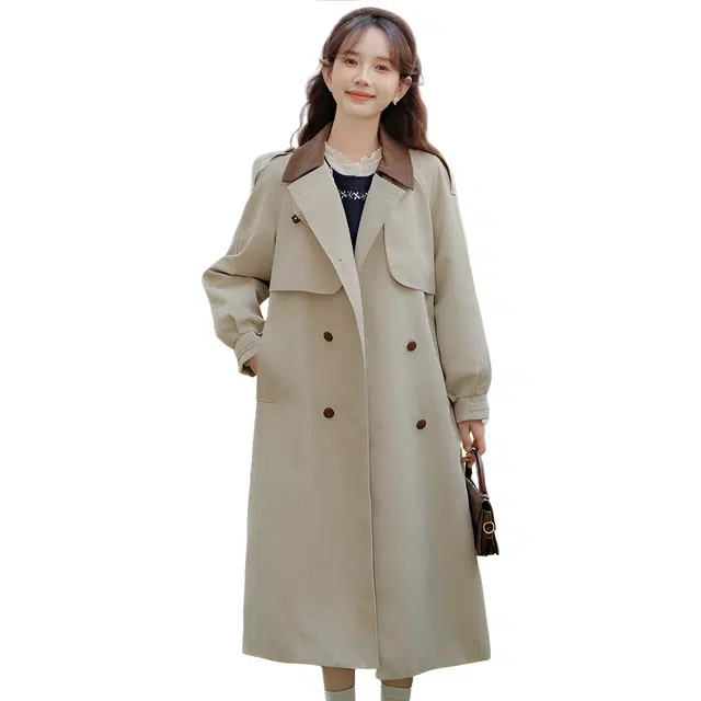 荟萃阁 拿铁时尚中长款高级潮流外套风衣 女款