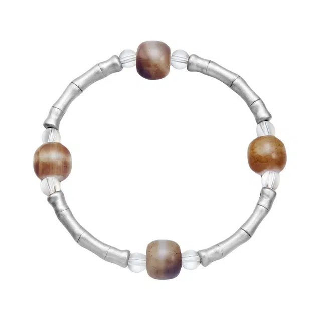 既白南兮 节节高 新中式国风文创小众玛瑙银管 纳福净化磁场好运代写贺卡 配证 精美礼盒 足银 手串 男女同款情侣款