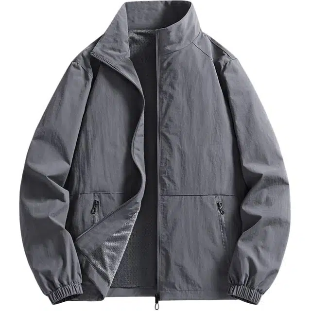 大格子与黑猫 外套男款春秋季休闲大码工装立领户外青年登山服骑行钓鱼服夹克 男女同款