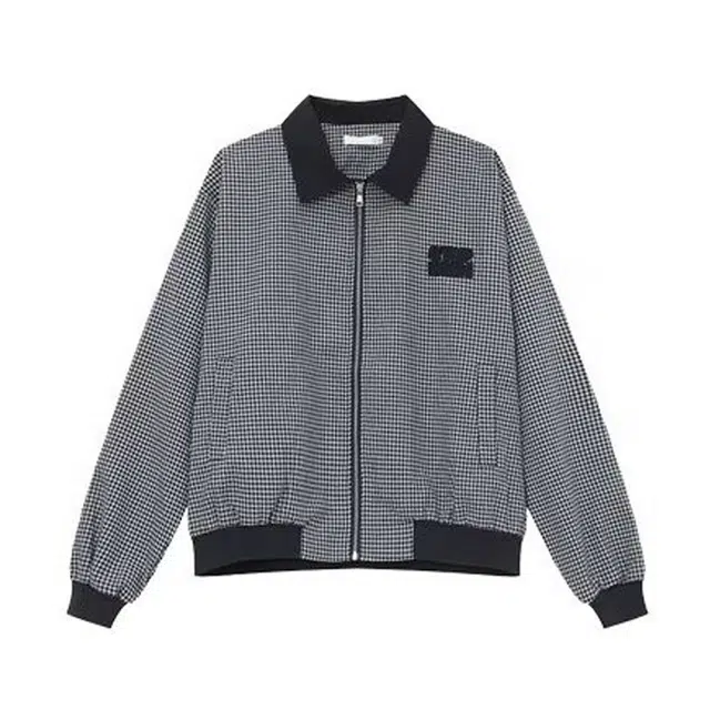 艾梵斯贝 美式复古潮流黑白千鸟格字母刺绣小众简约设计感日常通勤百搭韩风高级感潮酷宽松休闲时尚运动夹克 男款