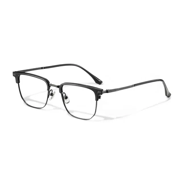 【联系客服可选度数】 苍木优品 磁吸近视镜可定制近视镜片黑色斯文半框防蓝光三合一墨镜眼睛框架 功能性眼镜 男女同款情侣款