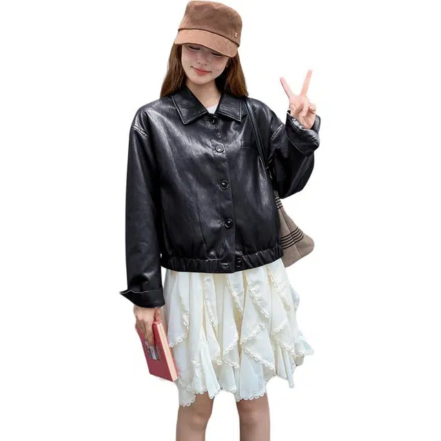 稻草人 小个子御姐风翻领高级感休闲时尚外套夹克 女款