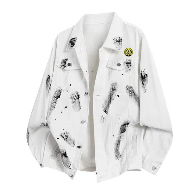 普鲁士多特蒙德 学院风美式潮流小众个性设计高级感翻领开衫上衣百搭无性别主义防风长袖夹克 男女同款