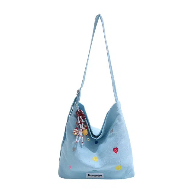 草丛喵喵喵 小众刺绣通勤高级百搭 牛仔布 单肩包 常规 女款 多色