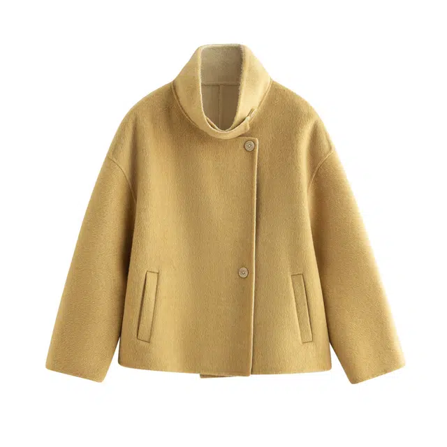 茵曼 短款双面呢外套简约休闲厚实质感保暖气质宝藏显瘦平价毛呢时尚氛围大衣 女款