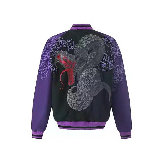 三省六部 刺绣横须贺插肩袖时尚简约百搭夹克 男女同款