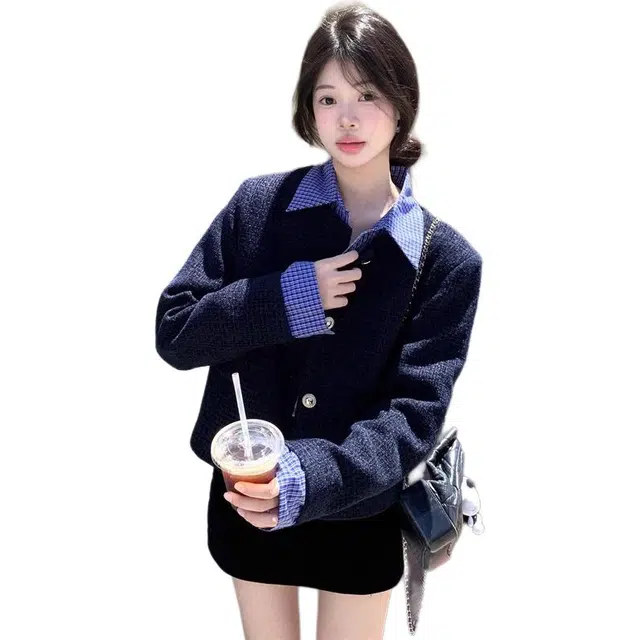 思蓓儿 小香风百搭假两件拼接上衣夹克外套 女款