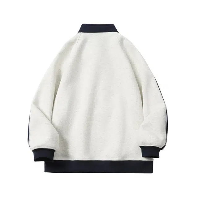 欧路得 美式撞色条纹开衫卫衣男女秋冬潮牌学院风棒球服宽松外套夹克 男款