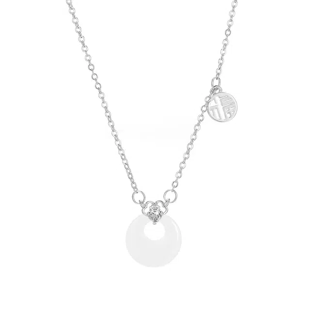 珂里 国潮新中式福牌平安扣福气满满平安喜乐 百搭轻奢小众设计锁骨链吊坠清冷复古颈链毛衣链#好运 琉璃 项链 女款