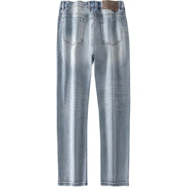 逆腾 逆腾裤男美式修身直筒裤子男士潮牌高街复古水洗小脚牛仔裤 男款