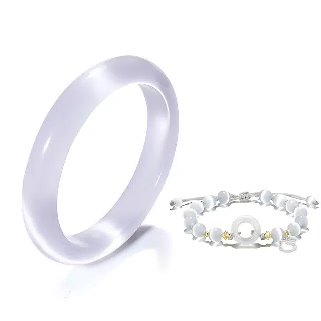 【999足银招财猫】 琉堇 中式古典国潮旗袍圆条美人镯一步一响古风精致清冷素雅气质白月光显白水润叠戴贵妃镯#好运 琉璃 文玩手镯 女款