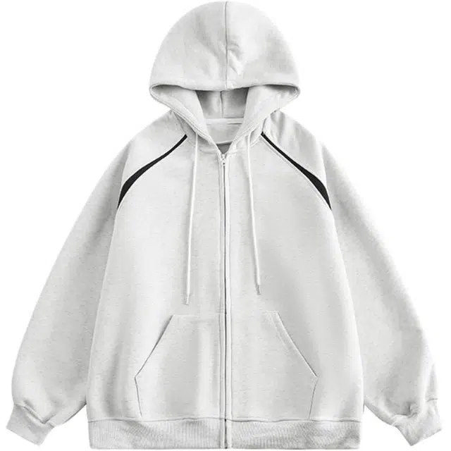 玉儿恋 复古潮牌撞色拼接开衫连帽卫衣 女款