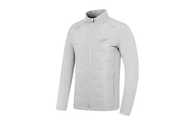 乔丹 飞影 防泼水科技  轻盈保暖口袋拉链 修身立领百搭休闲 运动健身跑步羽绒服 男款 浅苔灰