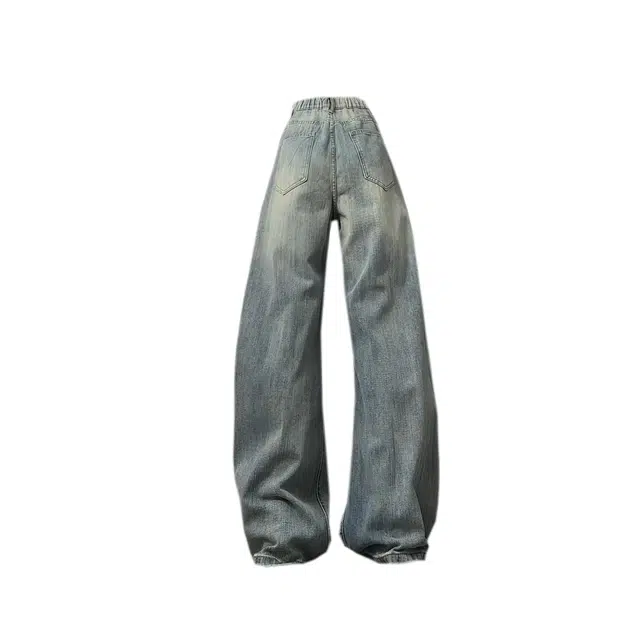 下层基础 高街宽松复古百搭潮流破洞嘻哈舒适长裤休闲牛仔裤 男女同款