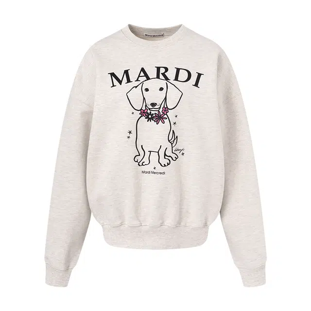 MARDI MERCREDI SS25 SWEATSHIRT SWING THE TAIL DDANJI FLOWER NECKLACE_OATMEAL PINK