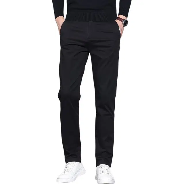 么宁 秋冬季简约百搭舒适透气修身直筒裤轻商务弹力长裤个性痞帅休闲裤 男女同款