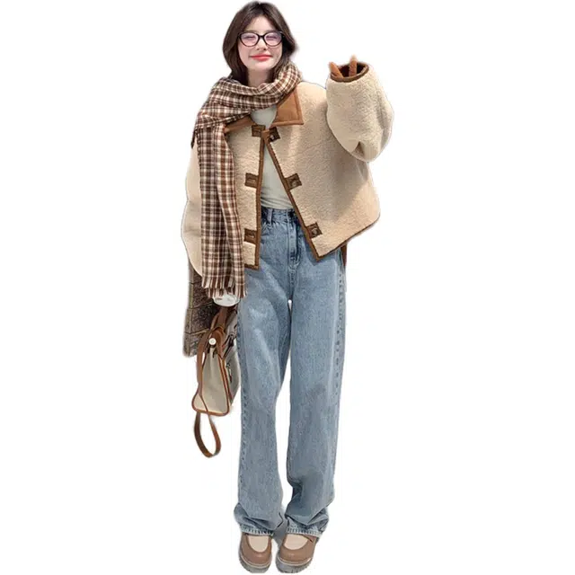 思蓓儿 双面穿皮毛一体加厚短款上衣夹克 女款