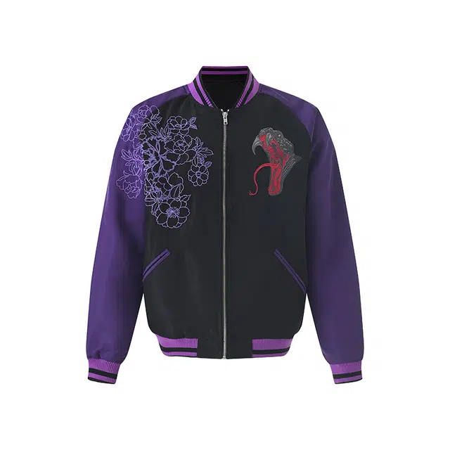 三省六部 刺绣横须贺插肩袖时尚简约百搭夹克 男女同款