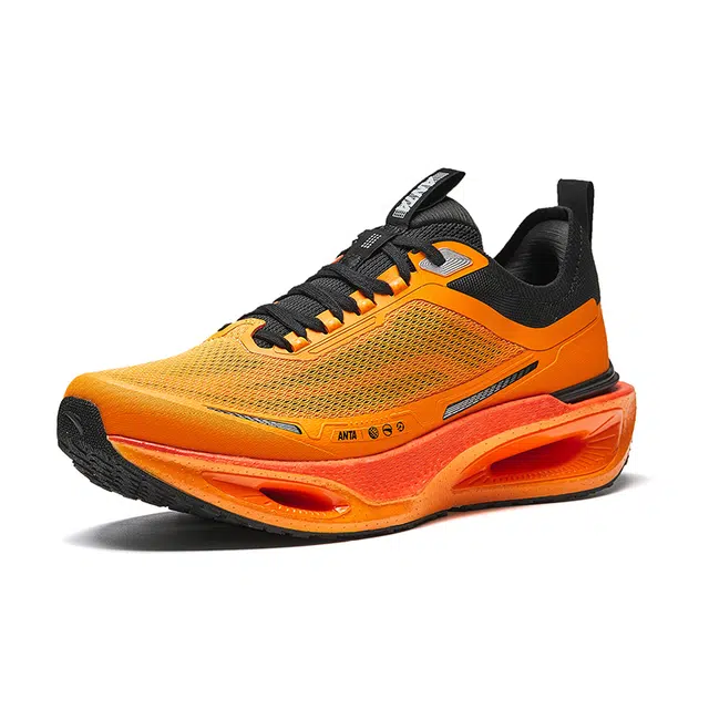 超级安踏 虫洞 通勤运动 氮科技防滑耐磨 低帮 休闲跑步鞋 男款 橙黑色