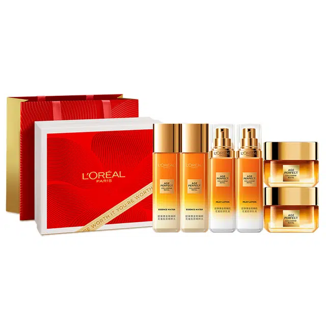 欧莱雅 金致臻颜小蜜罐水乳面霜护肤品套装 淡纹紧致滋润