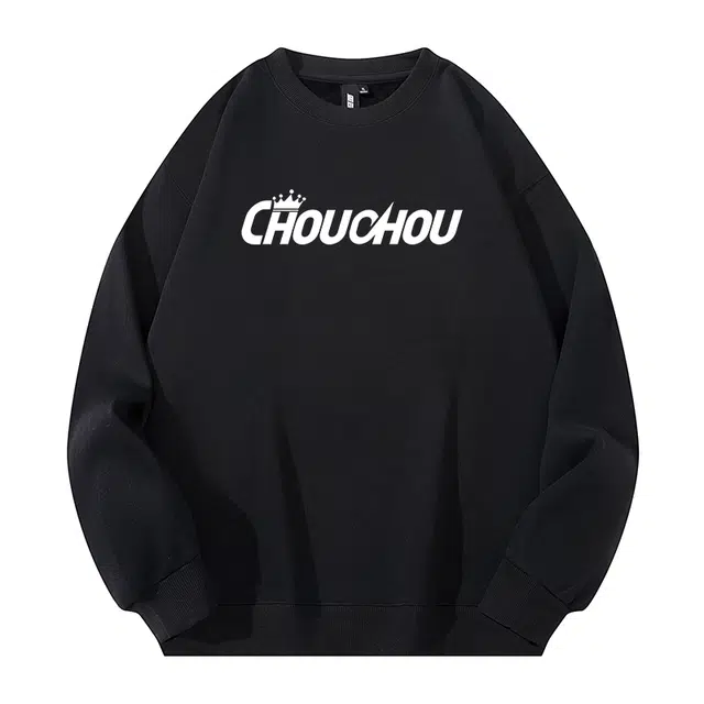 周同学 周杰伦 嘻哈街头美式复古腰果花字母宽松百搭休闲纯色学院风套头落肩圆领卫衣 男女同款