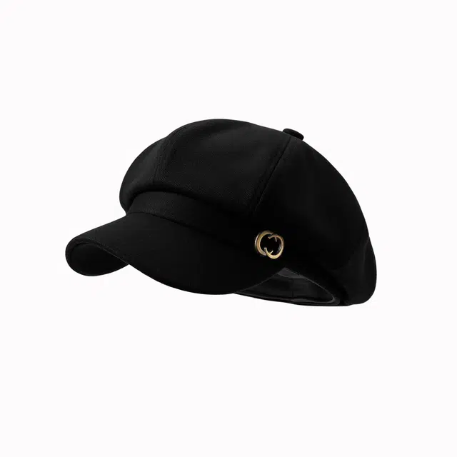 稻草人 日系显脸小八角帽 英伦复古百搭时尚蓓蕾帽 聚酯纤维 贝雷帽 女款