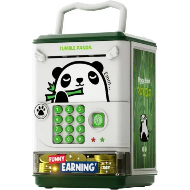 益米 国潮熊猫存钱罐 指纹密码储蓄罐 黑白色 智能玩具