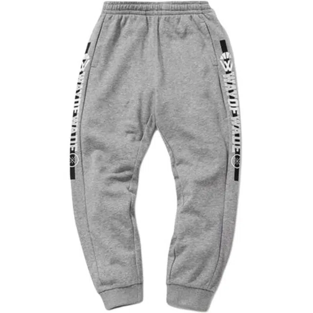 李宁儿童 童装 运动生活系列 字母中腰束脚针织运动裤 男童 花灰