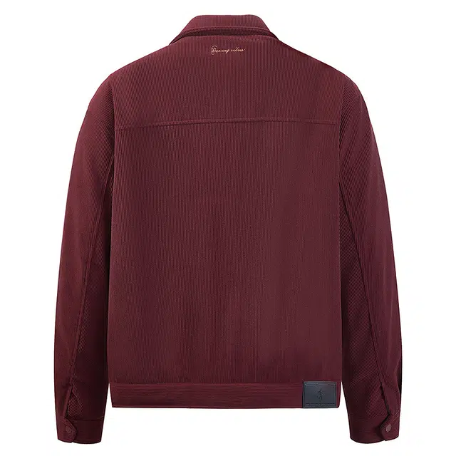 与狼共舞 石墨烯鸭绒内胆 蓄热锁温时尚细纹格绒工装翻领舒暖通勤百搭夹克外套 男款