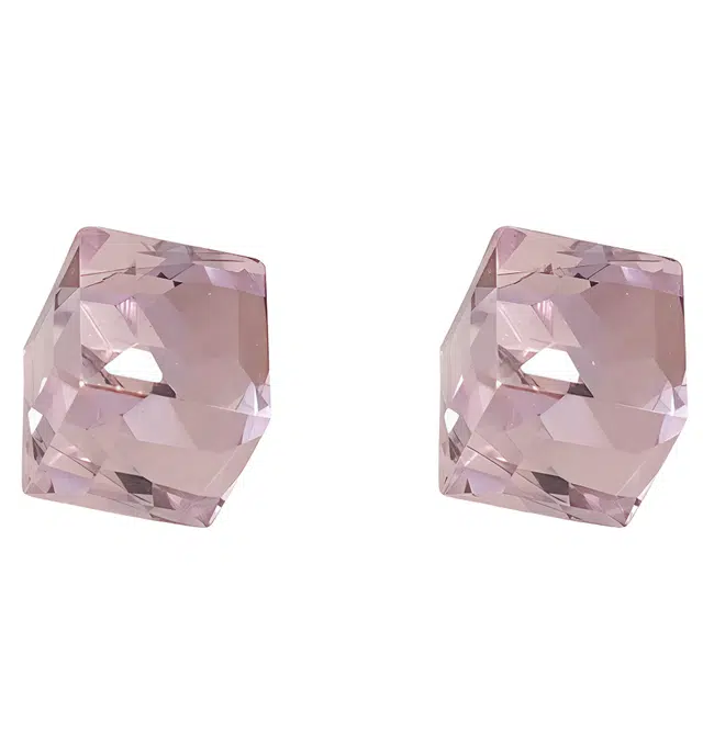 前方大荒野 冰花粉小方糖粉白冰糖甜美温柔文雅迷人少女心精致时髦独特气质百搭 锆石 耳钉 女款