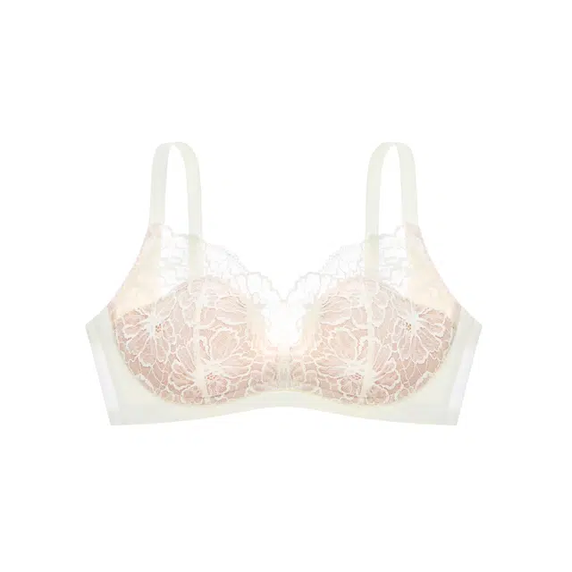素肌良品 蕾丝收副乳防下垂植物花卉性感文胸 女款