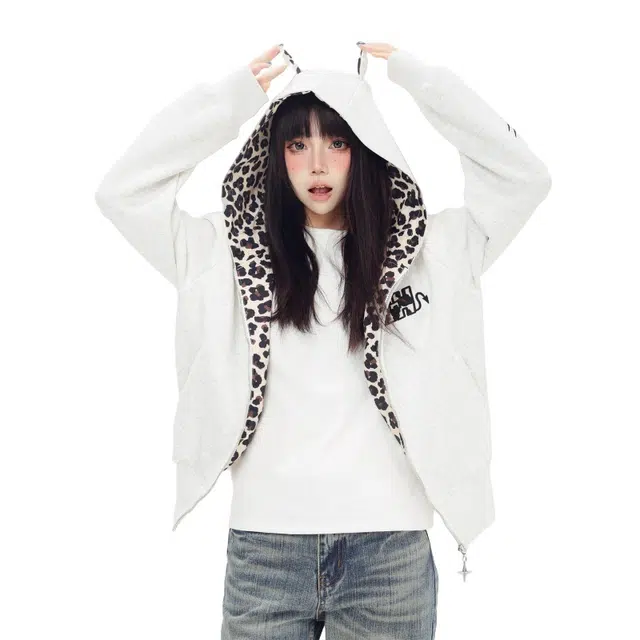 加荣 春秋日常舒适百搭设计感时尚高端刺绣小恶魔元素上衣美式复古高街慵懒休闲开衫宽松港风式拉链连帽小众长袖情侣卫衣 男女同款