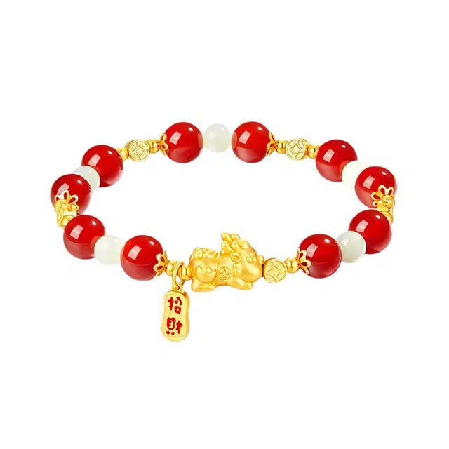 聆听花开 招财纳宝中国风新中式精致优雅气质个性小众百搭高级感轻奢国潮#好运 玛瑙 手串 男女同款情侣款