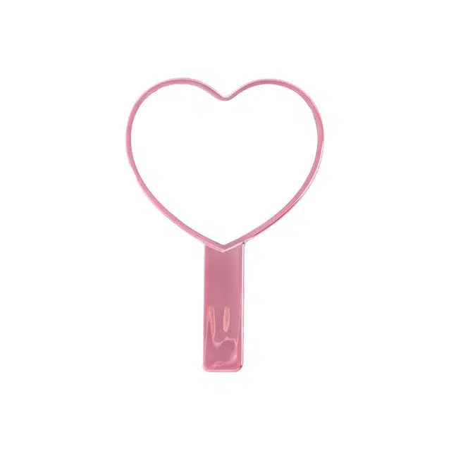 格安诺爱心电镀水波纹镜子便携随身少女手持精致可爱化妆镜高清镜面 手柄镜随身小镜