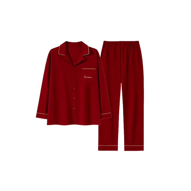 潞优野 高端品质结婚新婚德绒亲肤舒适长袖休闲家居服秋冬款睡衣套装 男款