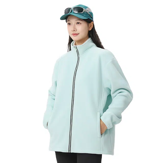 冈哉  秋冬奥粒绒基础纯色休闲百搭开衫立领保暖内搭潮流潮牌时尚日常通勤舒适亲肤机车卫衣 男女同款