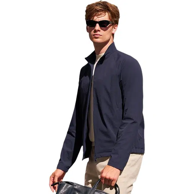 布先生 轻奢简约美式纯色基础款立领长袖夹克外套 男款
