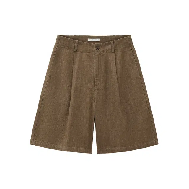 佐丹奴 卢正义明星同款百慕达老钱风纯棉压褶阔腿休闲短裤 女款