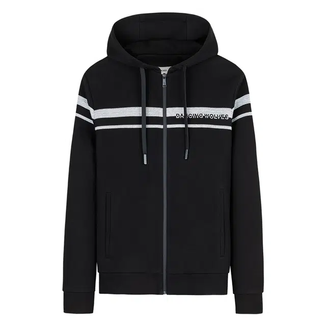 与狼共舞 高弹力抗皱柔软舒适时尚条纹撞色轻户外防风连帽抽绳夹克外套 男款