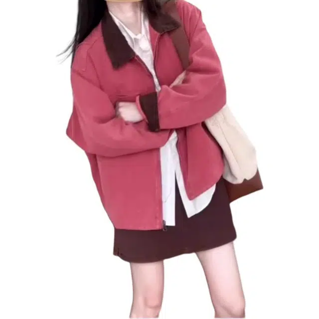 沐晓欣 美式工装早秋外套女秋夏季设计感小众宽松翻领夹克春秋棒球服 女款