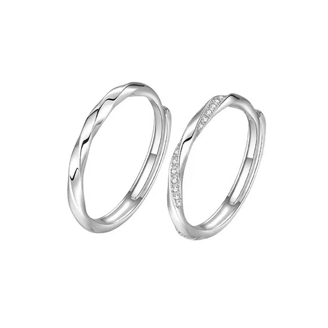 郁馨 温柔浪漫告白素雅开口可调节对戒极简冷淡风小众设计高级感精美礼盒装告白神器 合金 锆石戒指 男女同款情侣款