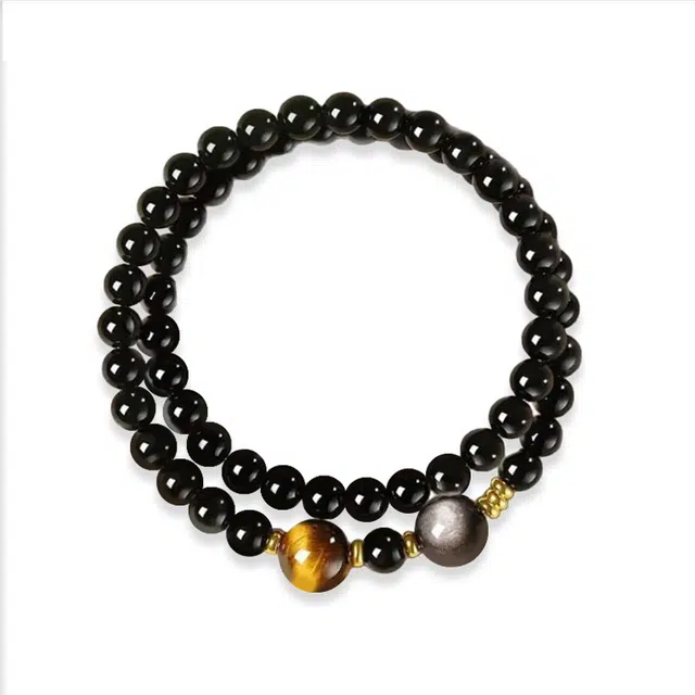 百慕眸 好运连连 招财纳福转运珠 升职加薪 事业有成 新中式国潮文玩盘串 黑曜石 手串 男女同款情侣款