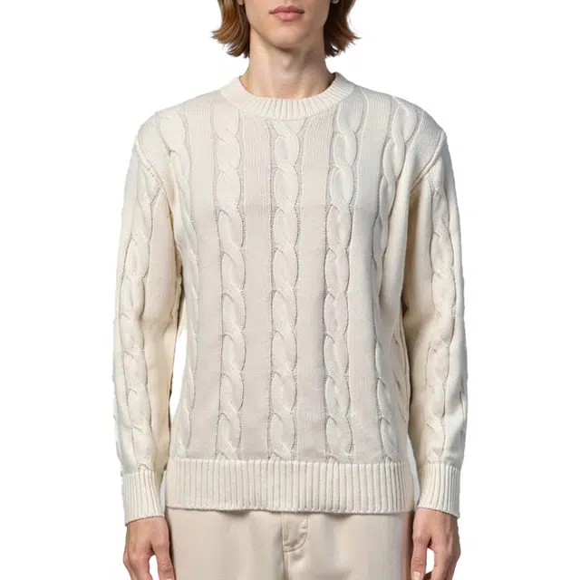 艾梵斯贝 美式复古学院风经典麻花纹高级感纯色柔软亲肤法式慵懒风日常通勤百搭简约内搭打底衫休闲商务质感轻奢圆领毛衣 男款